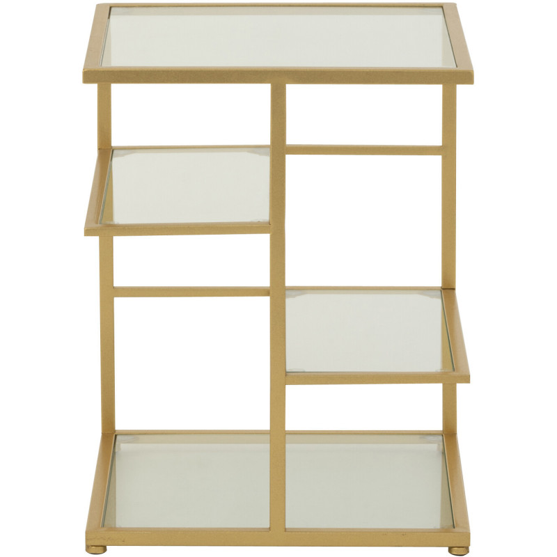 Table d'appoint moderne chic Carrée 3 étagères en Verre Transparent Métal Doré Irinia - 4