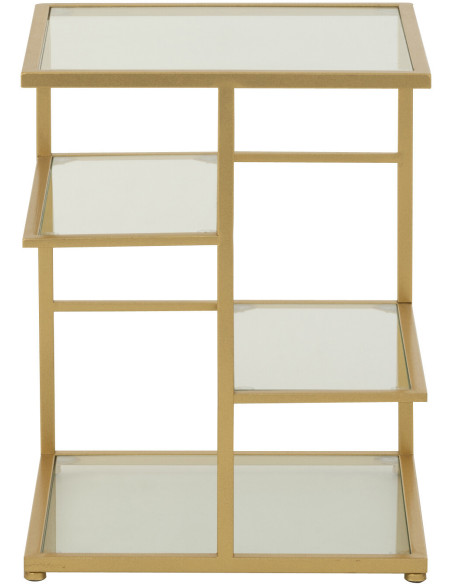 Table d'appoint moderne chic Carrée 3 étagères en Verre Transparent Métal Doré Irinia - 4