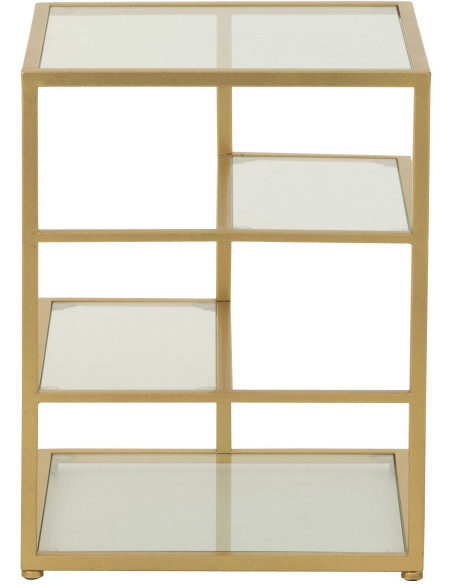 Table d'appoint moderne chic Carrée 3 étagères en Verre Transparent Métal Doré Irinia - 6