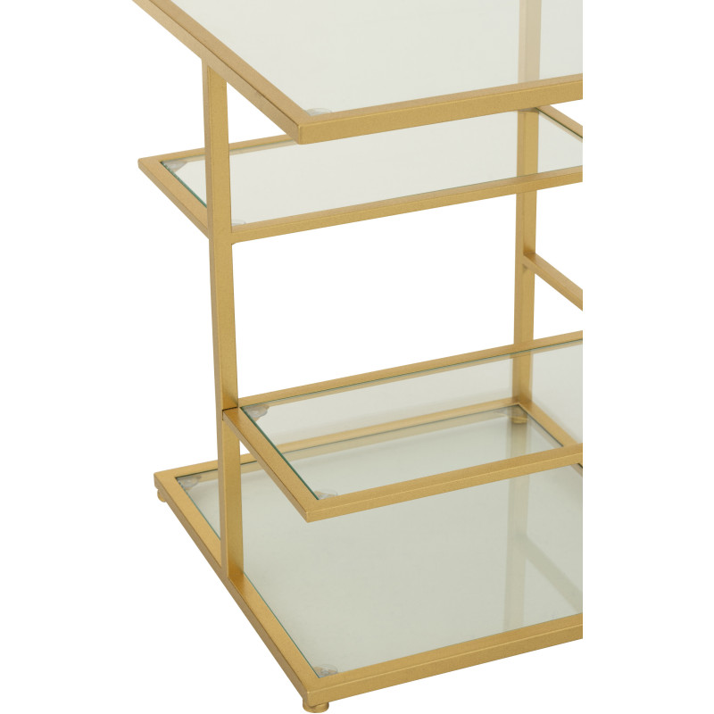 Table d'appoint moderne chic Carrée 3 étagères en Verre Transparent Métal Doré Irinia - 7