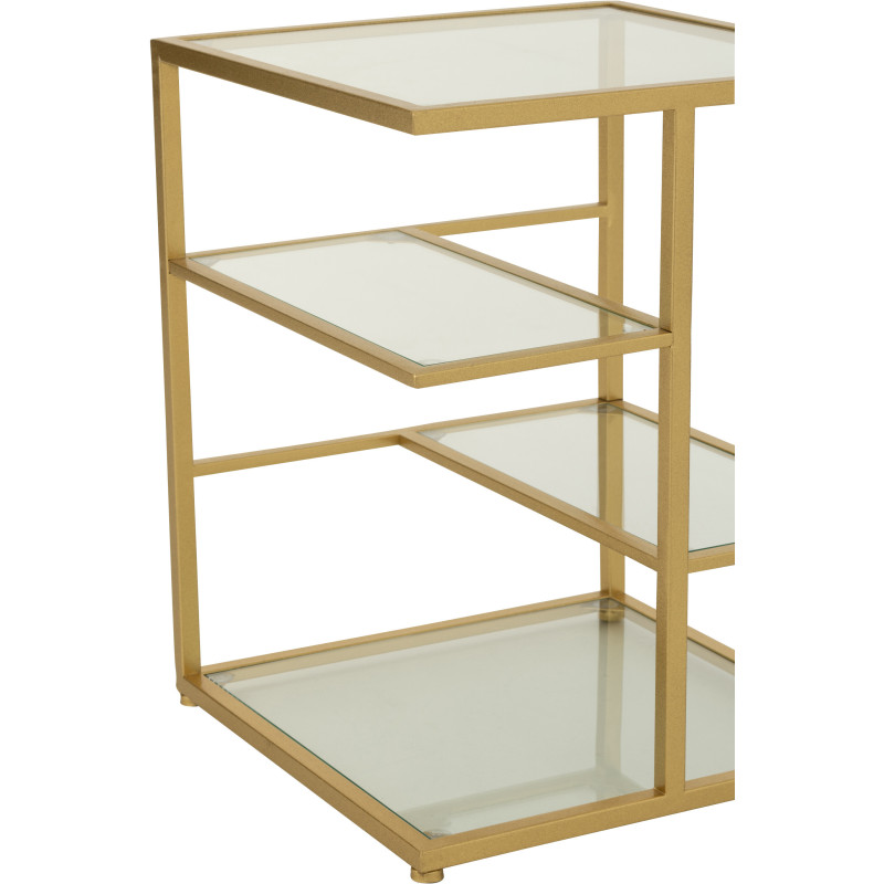 Table d'appoint moderne chic Carrée 3 étagères en Verre Transparent Métal Doré Irinia - 8