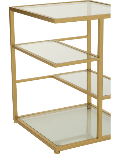 Table d'appoint moderne chic Carrée 3 étagères en Verre Transparent Métal Doré Irinia - 8