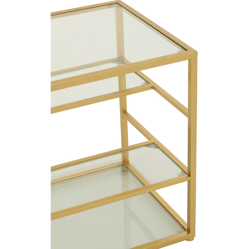 Table d'appoint moderne chic Carrée 3 étagères en Verre Transparent Métal Doré Irinia - 9