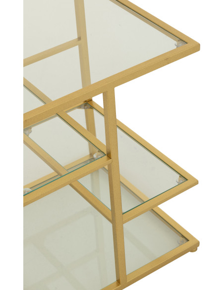 Table d'appoint moderne chic Carrée 3 étagères en Verre Transparent Métal Doré Irinia - 10