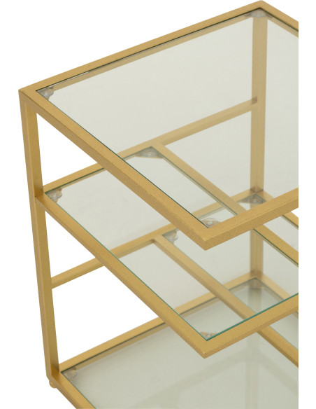 Table d'appoint moderne chic Carrée 3 étagères en Verre Transparent Métal Doré Irinia - 12