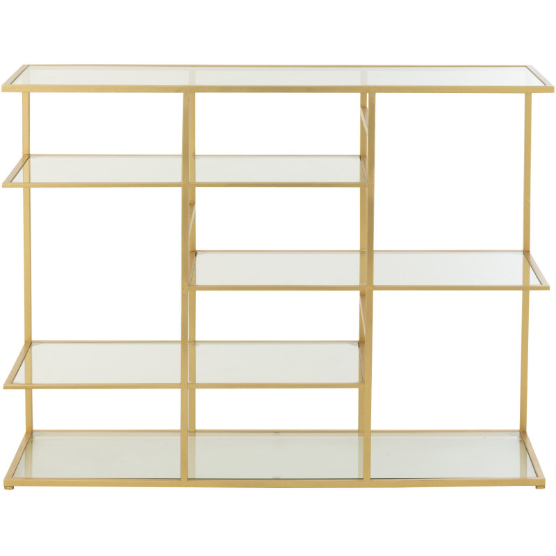 Console moderne chic Rectangulaire 4 étagères en Verre Transparent Métal Doré Irinia - 2