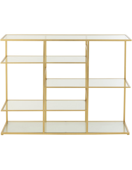 Console moderne chic Rectangulaire 4 étagères en Verre Transparent Métal Doré Irinia - 2