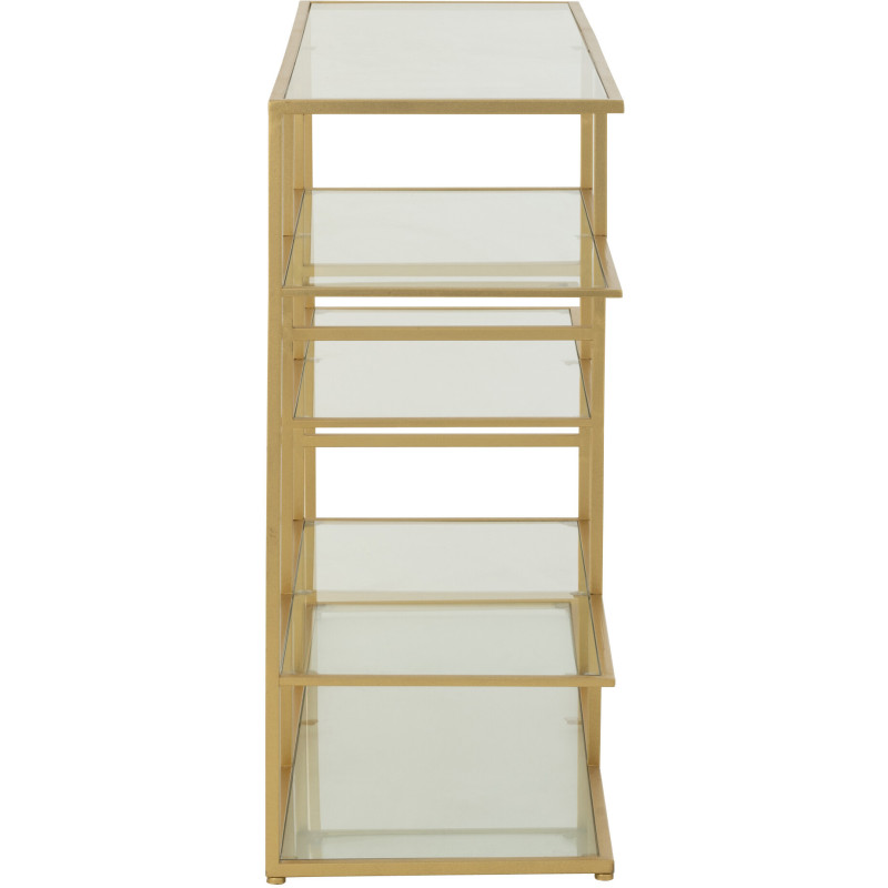 Console moderne chic Rectangulaire 4 étagères en Verre Transparent Métal Doré Irinia - 3