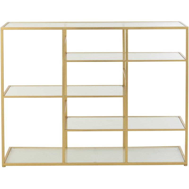 Console moderne chic Rectangulaire 4 étagères en Verre Transparent Métal Doré Irinia - 4