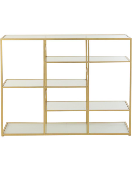 Console moderne chic Rectangulaire 4 étagères en Verre Transparent Métal Doré Irinia - 4