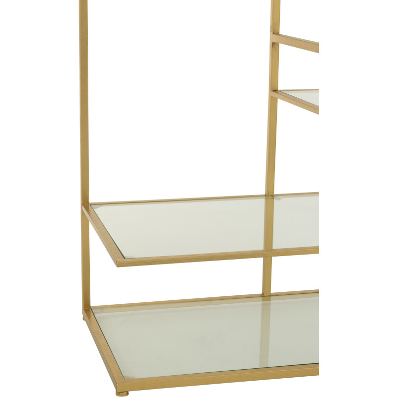 Console moderne chic Rectangulaire 4 étagères en Verre Transparent Métal Doré Irinia - 5