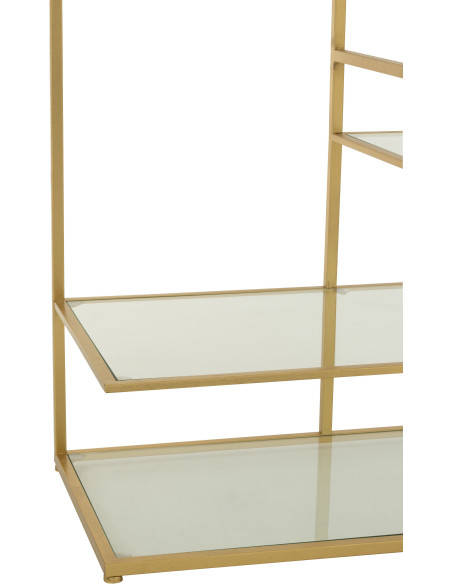 Console moderne chic Rectangulaire 4 étagères en Verre Transparent Métal Doré Irinia - 5