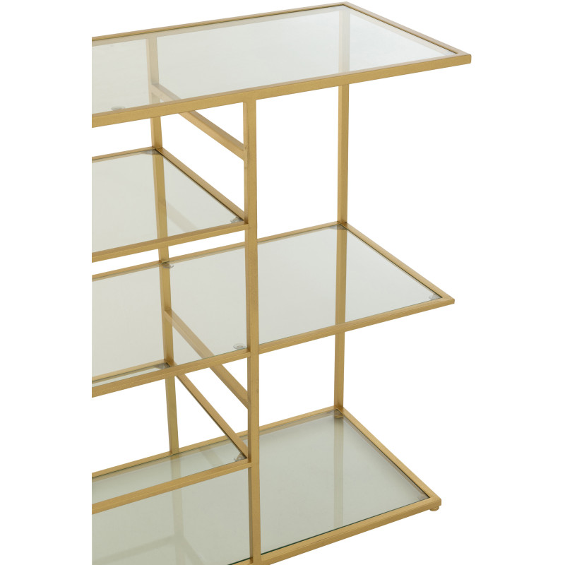 Console moderne chic Rectangulaire 4 étagères en Verre Transparent Métal Doré Irinia - 6