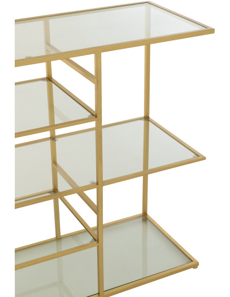 Console moderne chic Rectangulaire 4 étagères en Verre Transparent Métal Doré Irinia - 6