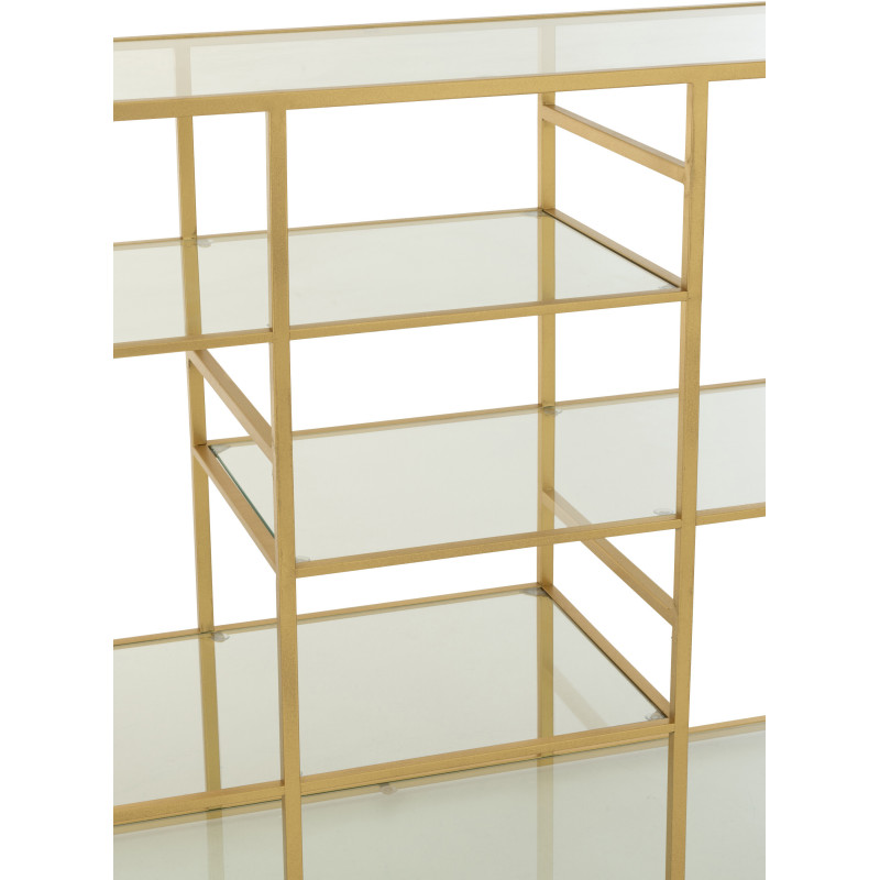 Console moderne chic Rectangulaire 4 étagères en Verre Transparent Métal Doré Irinia - 7
