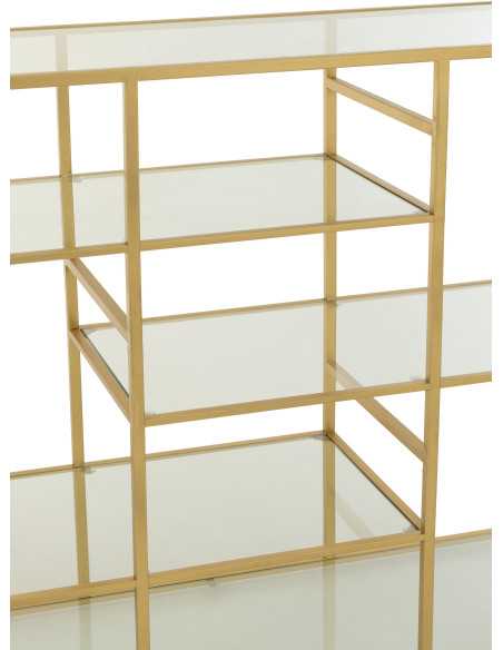Console moderne chic Rectangulaire 4 étagères en Verre Transparent Métal Doré Irinia - 7