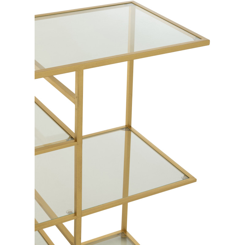 Console moderne chic Rectangulaire 4 étagères en Verre Transparent Métal Doré Irinia - 8