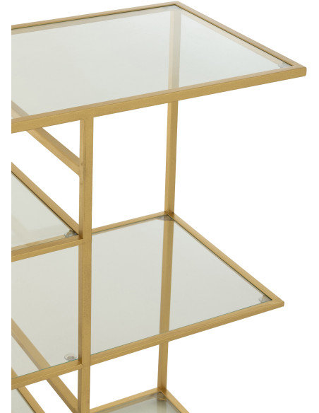 Console moderne chic Rectangulaire 4 étagères en Verre Transparent Métal Doré Irinia - 8