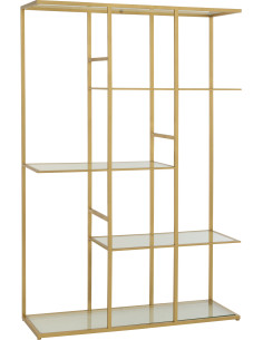 Grande Étagère moderne chic 5 niveaux en Verre Transparent Métal Doré Irinia - 1