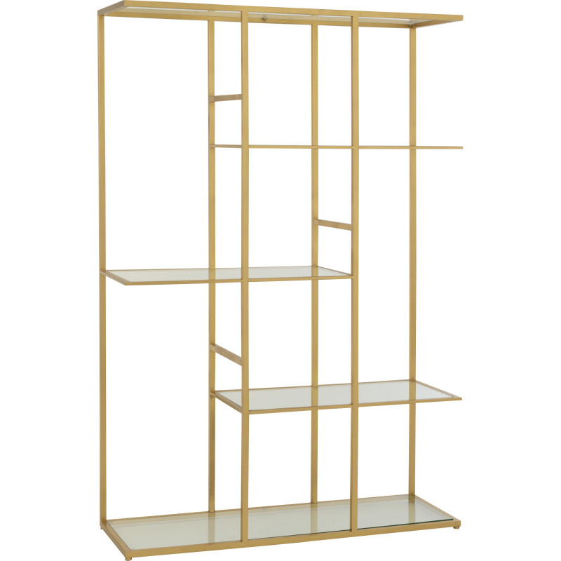 Grande Étagère moderne chic 5 niveaux en Verre Transparent Métal Doré Irinia - 1