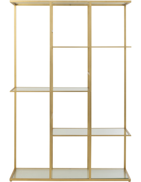 Grande Étagère moderne chic 5 niveaux en Verre Transparent Métal Doré Irinia - 2