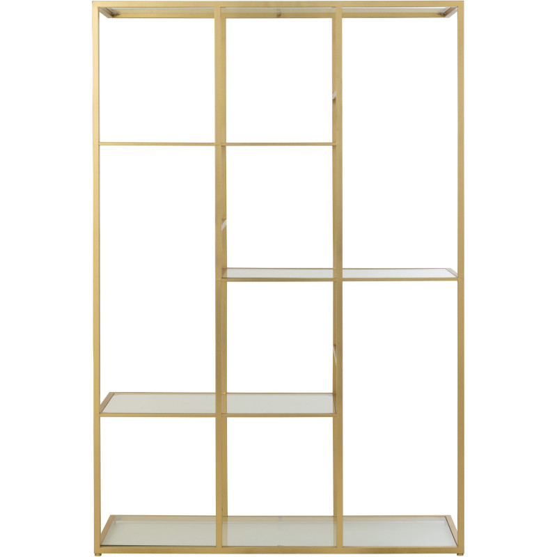 Grande Étagère moderne chic 5 niveaux en Verre Transparent Métal Doré Irinia - 4