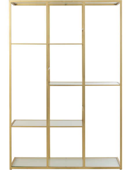 Grande Étagère moderne chic 5 niveaux en Verre Transparent Métal Doré Irinia - 4
