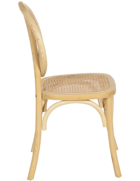Chaise Bistro en Bois d'orme Naturel Rotin Sheba - 6