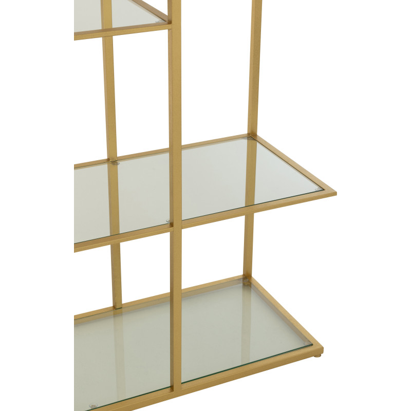 Grande Étagère moderne chic 5 niveaux en Verre Transparent Métal Doré Irinia - 6