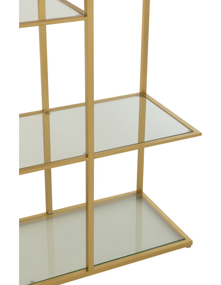 Grande Étagère moderne chic 5 niveaux en Verre Transparent Métal Doré Irinia - 6
