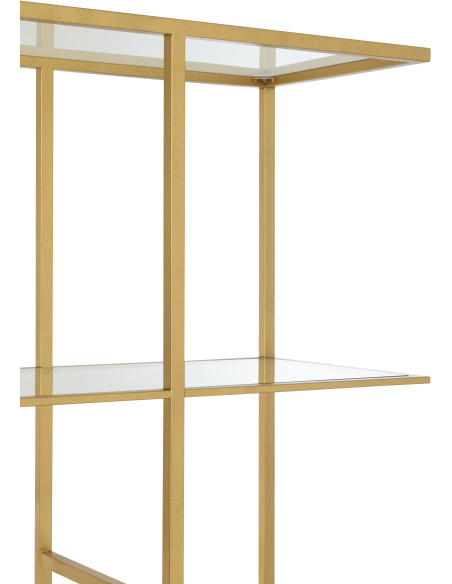 Grande Étagère moderne chic 5 niveaux en Verre Transparent Métal Doré Irinia - 7