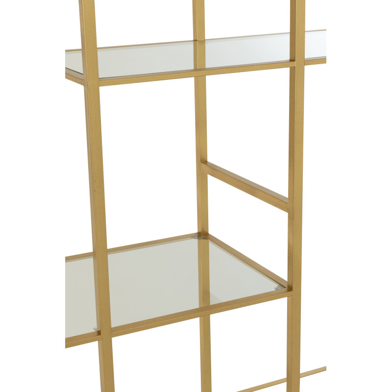 Grande Étagère moderne chic 5 niveaux en Verre Transparent Métal Doré Irinia - 8