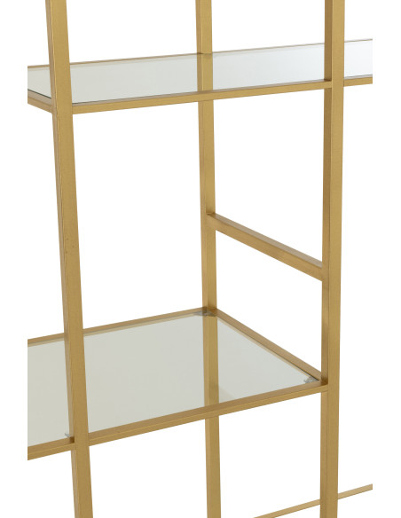 Grande Étagère moderne chic 5 niveaux en Verre Transparent Métal Doré Irinia - 8