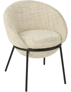 Fauteuil de table moderne boule en Tissu Beige Métal Noir Jopal - 1