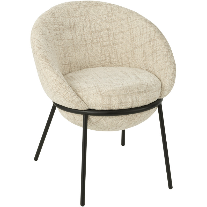 Fauteuil de table moderne boule en Tissu Beige Métal Noir Jopal - 1