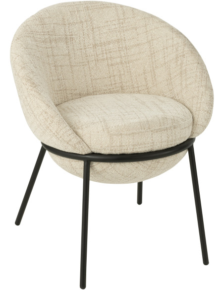 Fauteuil de table moderne boule en Tissu Beige Métal Noir Jopal - 1
