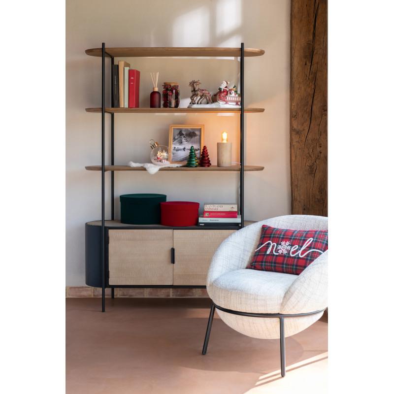 Fauteuil de table moderne boule en Tissu Beige Métal Noir Jopal - 2