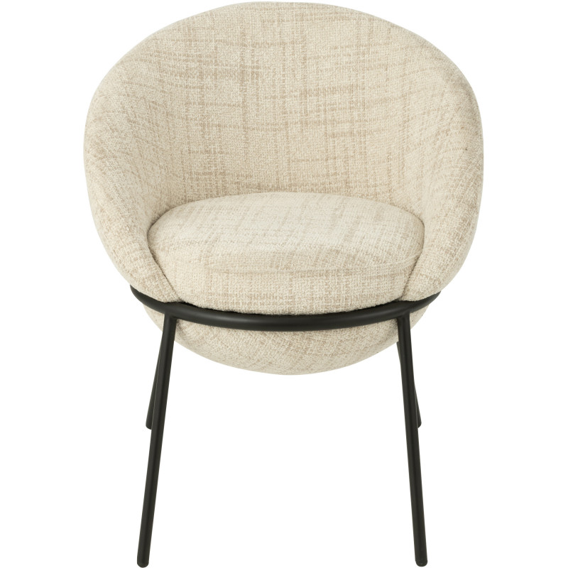 Fauteuil de table moderne boule en Tissu Beige Métal Noir Jopal - 3