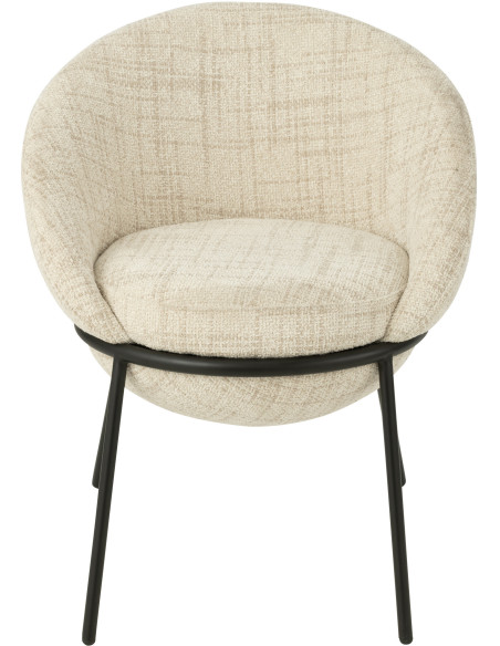 Fauteuil de table moderne boule en Tissu Beige Métal Noir Jopal - 3