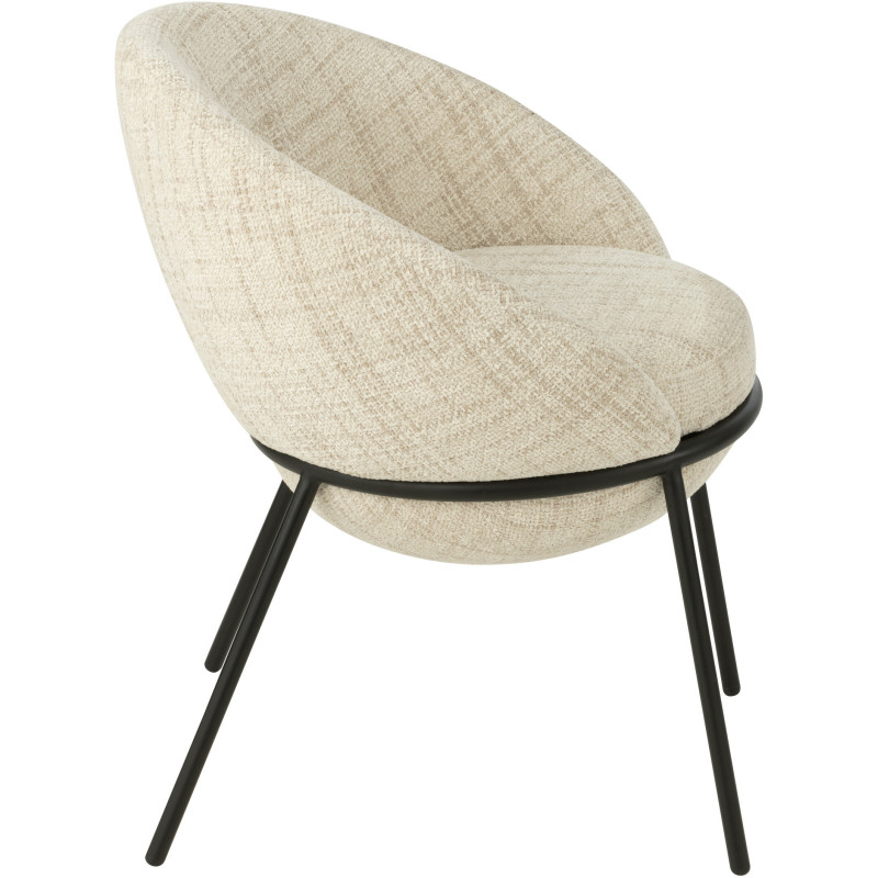 Fauteuil de table moderne boule en Tissu Beige Métal Noir Jopal - 4