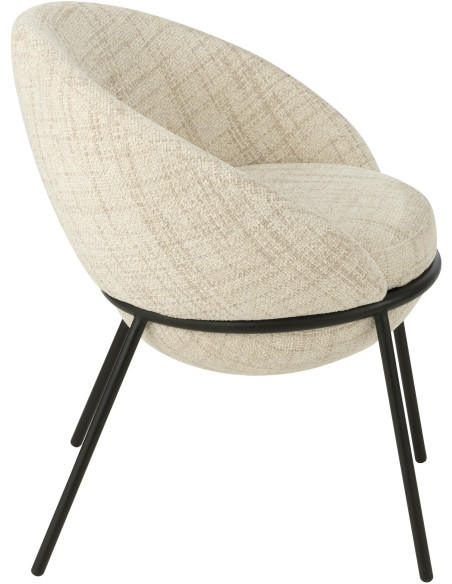 Fauteuil de table moderne boule en Tissu Beige Métal Noir Jopal - 4