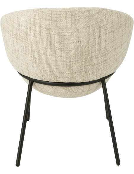 Fauteuil de table moderne boule en Tissu Beige Métal Noir Jopal - 5