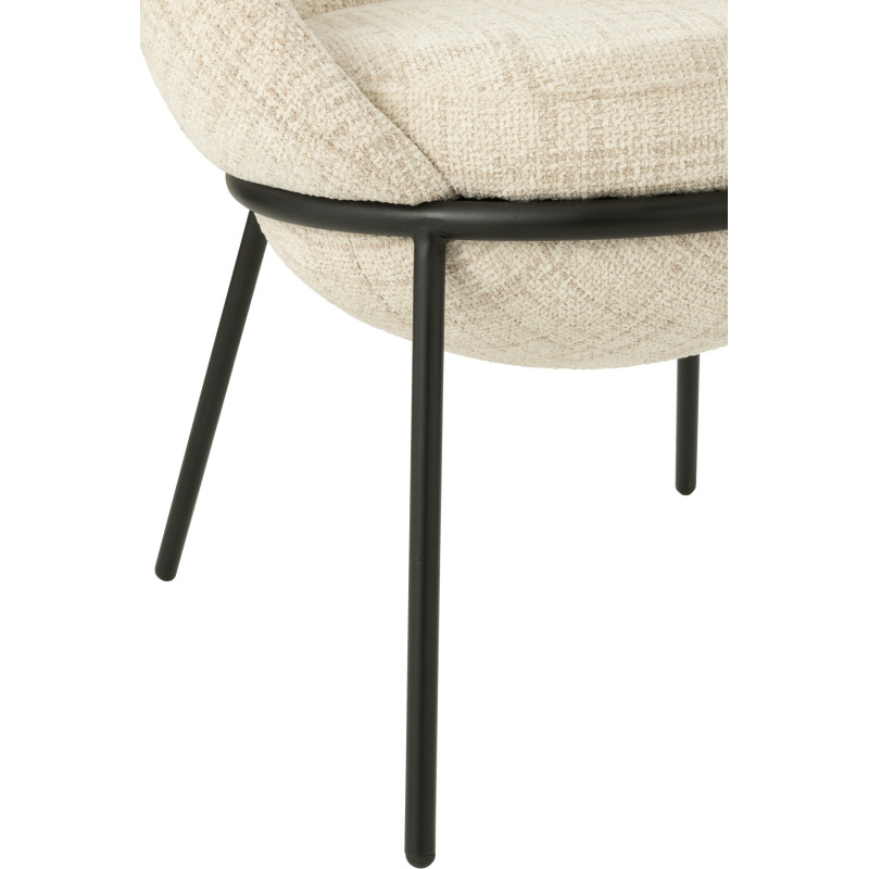 Fauteuil de table moderne boule en Tissu Beige Métal Noir Jopal - 6