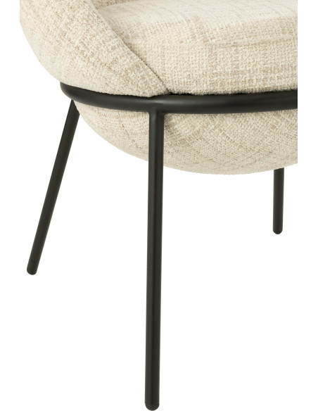 Fauteuil de table moderne boule en Tissu Beige Métal Noir Jopal - 6