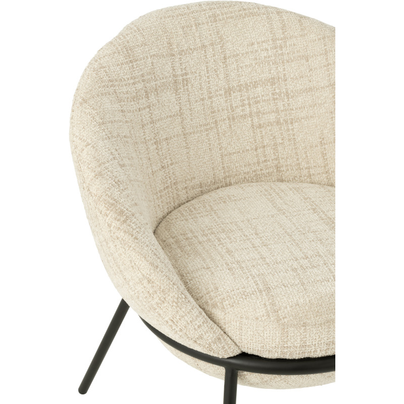 Fauteuil de table moderne boule en Tissu Beige Métal Noir Jopal - 7