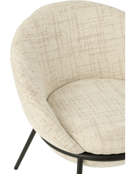 Fauteuil de table moderne boule en Tissu Beige Métal Noir Jopal - 7