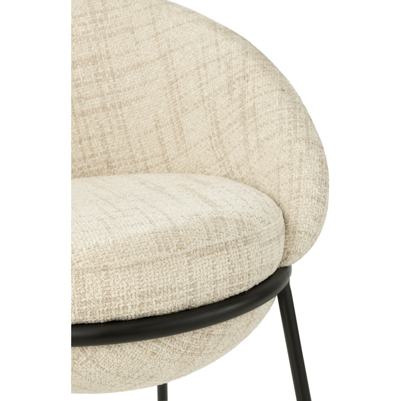 Fauteuil de table moderne boule en Tissu Beige Métal Noir Jopal - 8