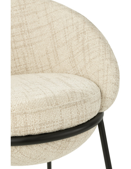 Fauteuil de table moderne boule en Tissu Beige Métal Noir Jopal - 8