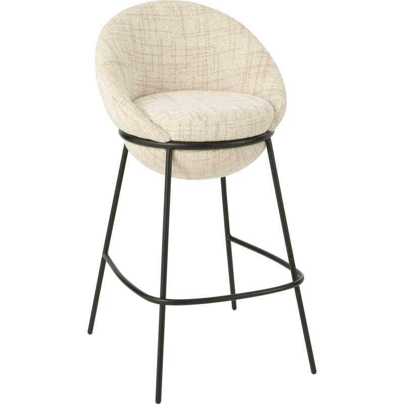 Tabouret de bar moderne boule en Tissu Beige Métal Noir Jopal - 1