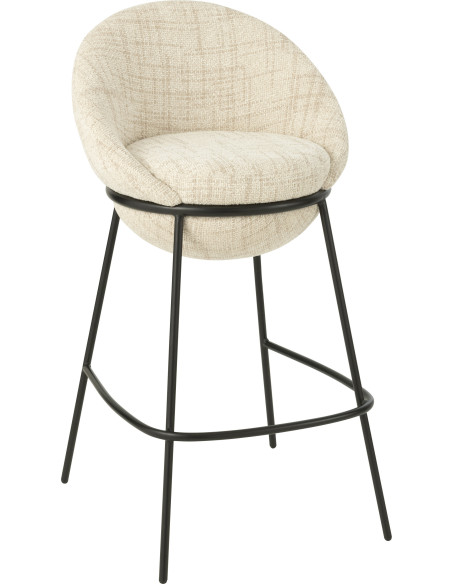 Tabouret de bar moderne boule en Tissu Beige Métal Noir Jopal - 1